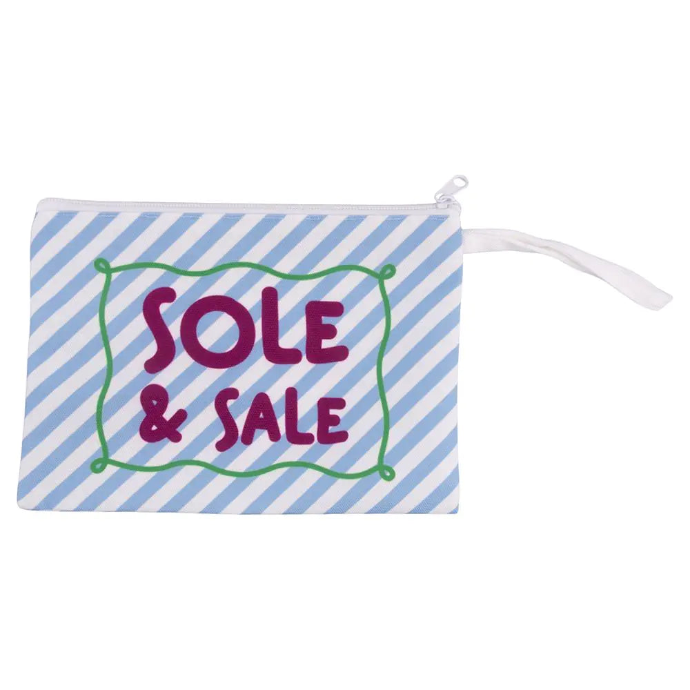 Pochette mare in tessuto con scritta