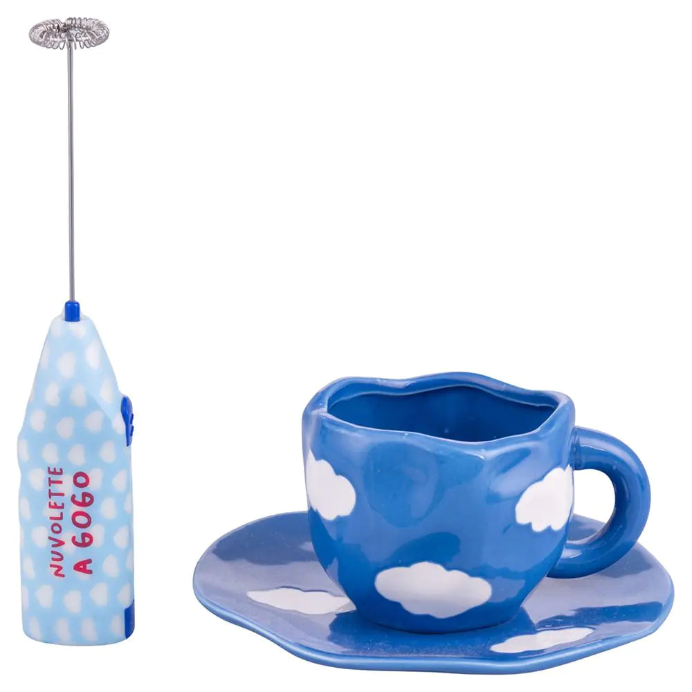 Set colazione piatto+piattino e montalatte Nuvole
