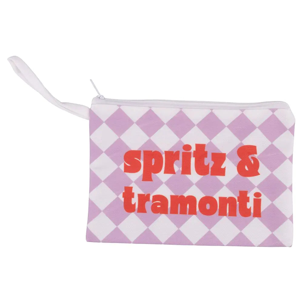 Pochette mare in tessuto con scritta