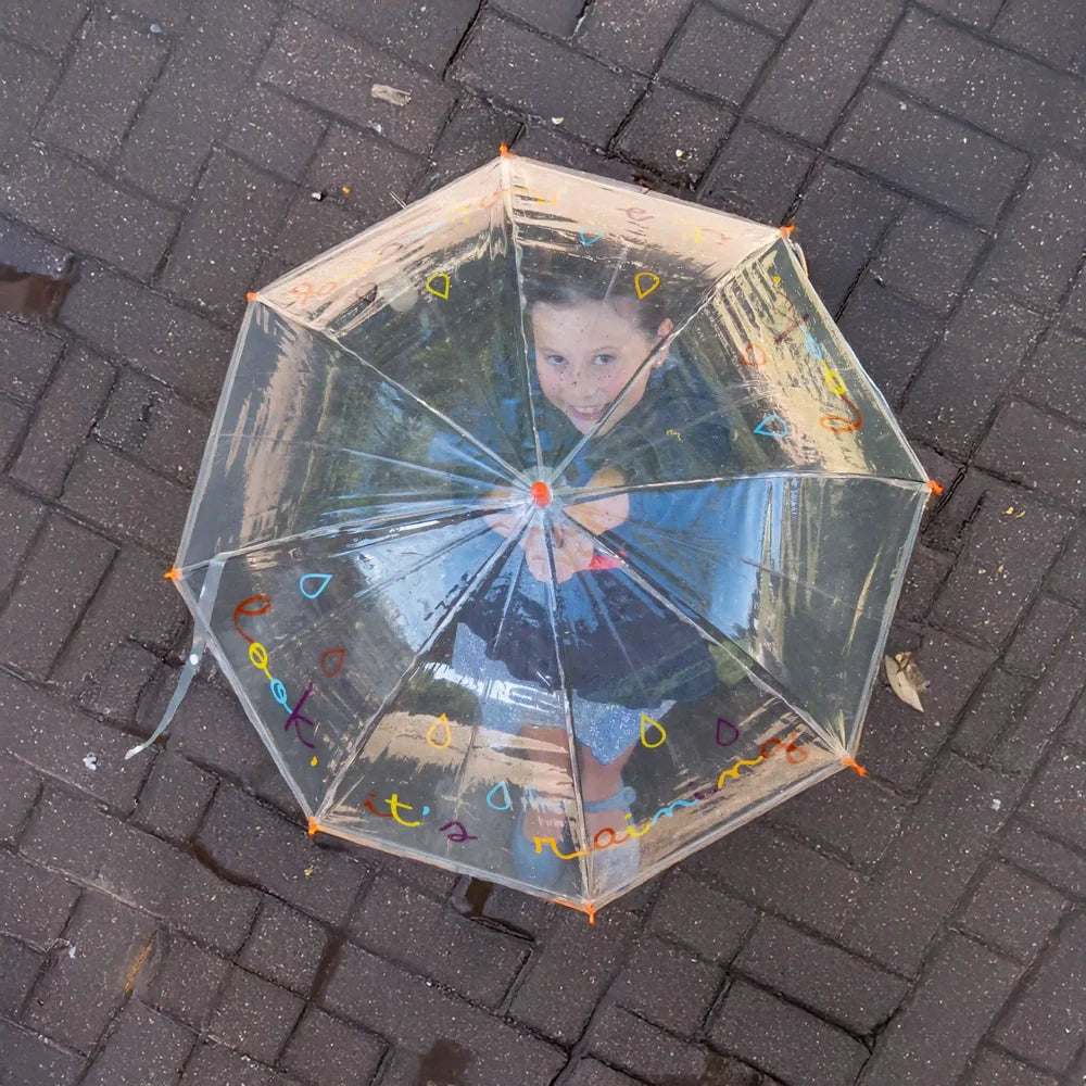 Ombrello per bambini Look It's Raining trasparente