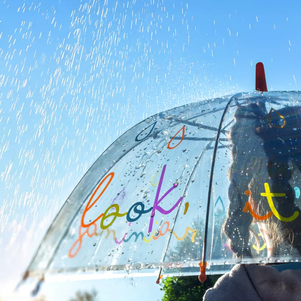Ombrello per bambini Look It's Raining trasparente