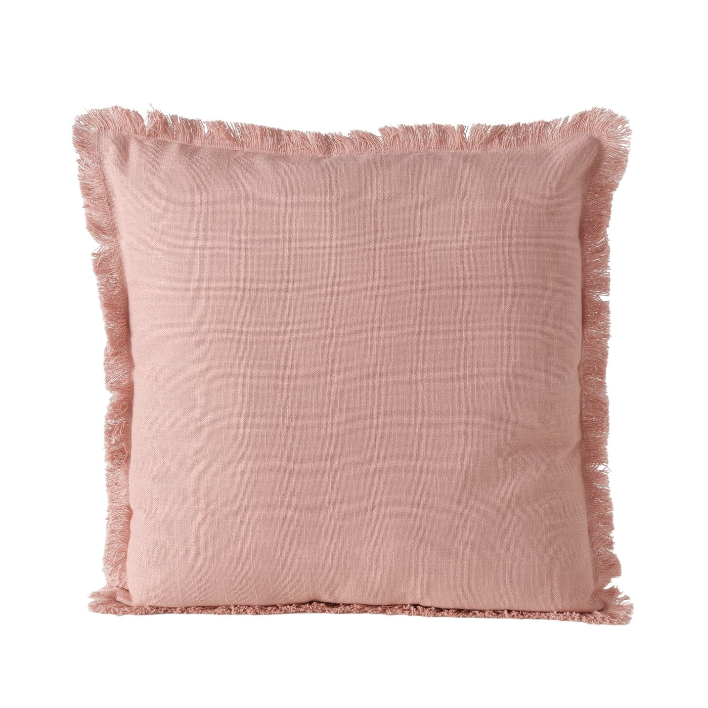 Cuscino quadrato rosa con frange Lenea