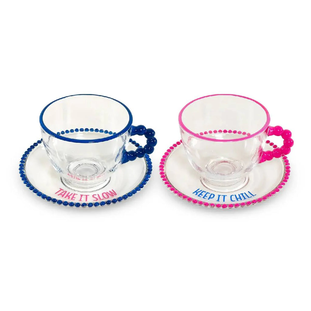 Set 2 Tazze con piattino WD Life Design rosa e blu