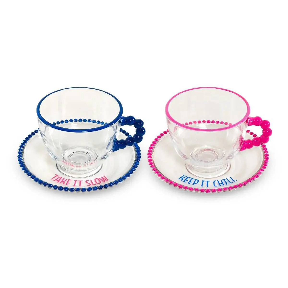 Set 2 Tazze con piattino WD Life Design rosa e blu