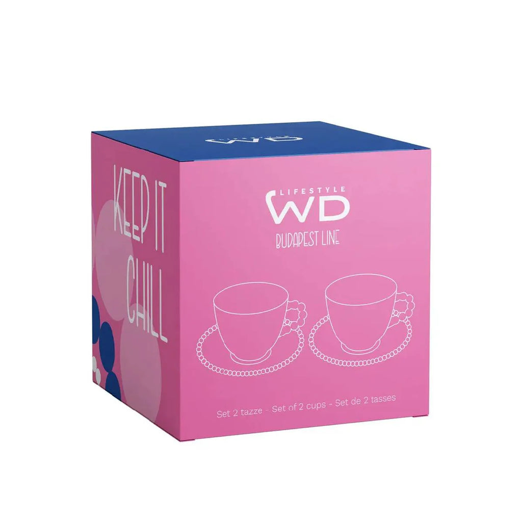 Set 2 Tazze con piattino WD Life Design rosa e blu