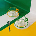 Set 2 tazze con piattino WD Life Style giallo e verde