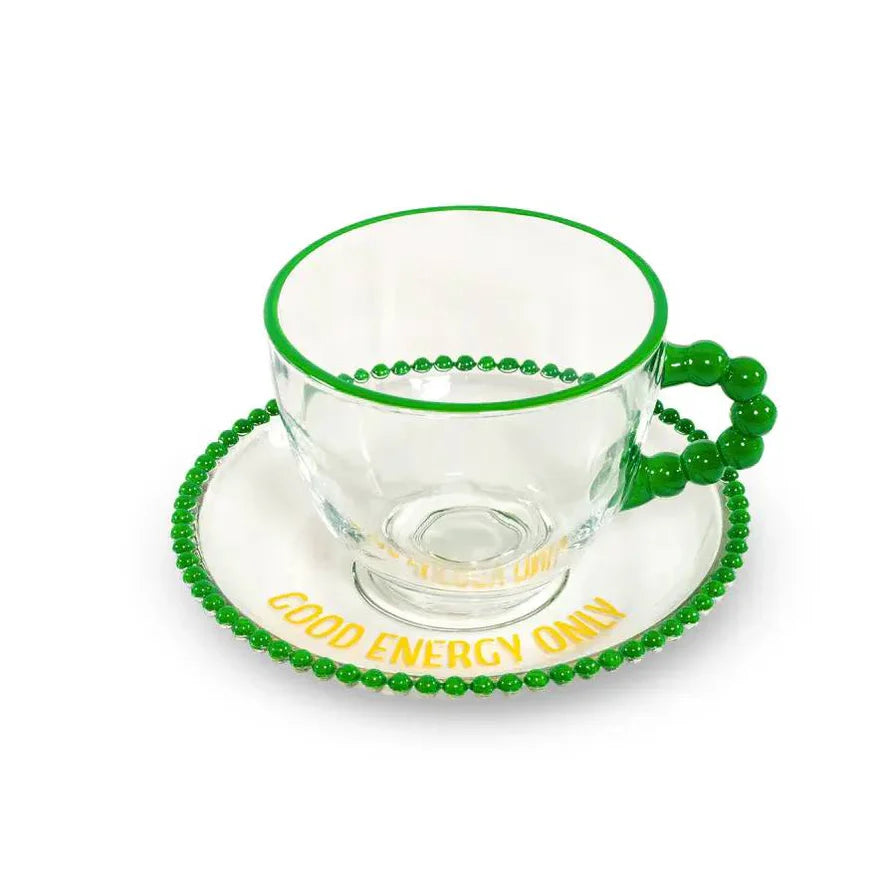 Set 2 tazze con piattino WD Life Style giallo e verde