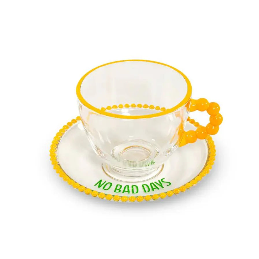Set 2 tazze con piattino WD Life Style giallo e verde