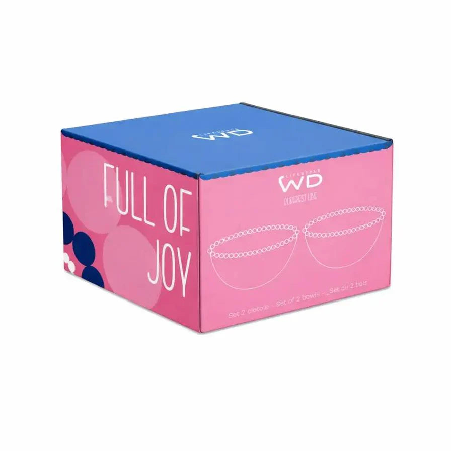 Set 2 ciotole WD Life Style con scritta rosa e blu