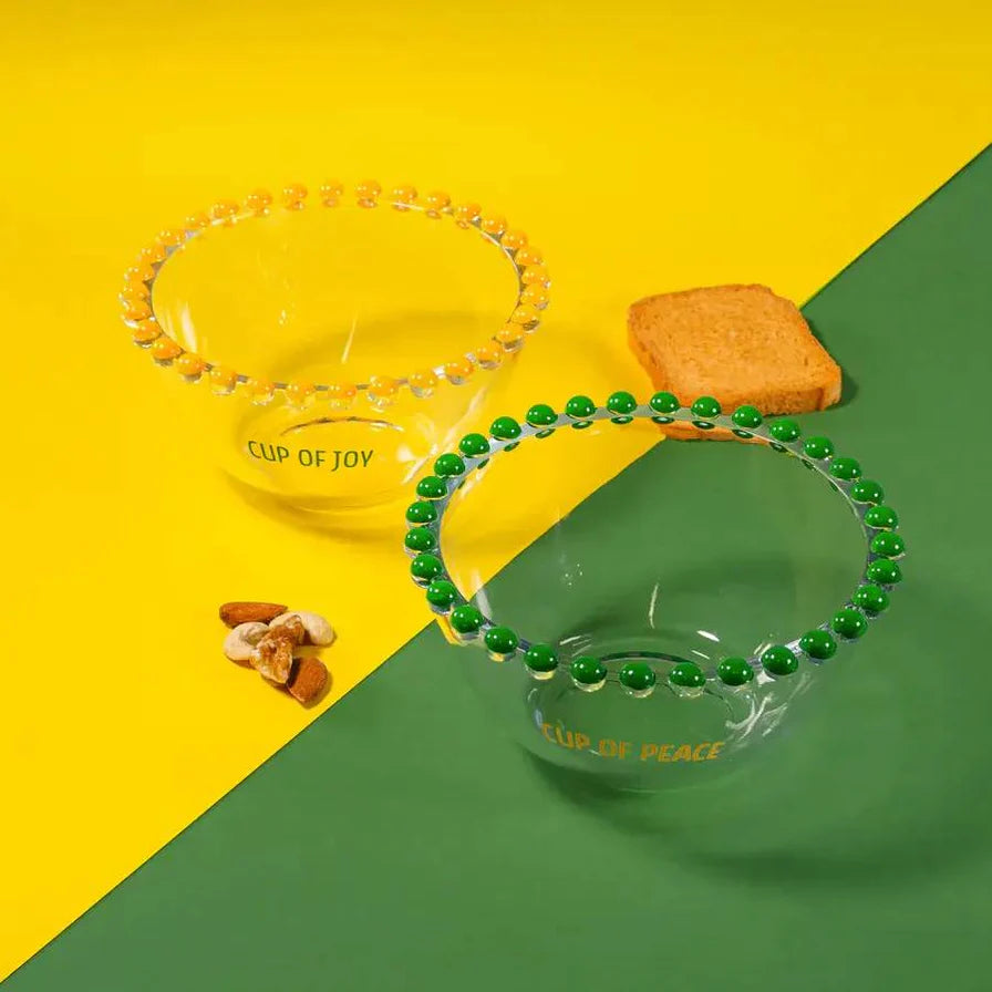 Set 2 ciotole Wd Life Style con scritta giallo e verde