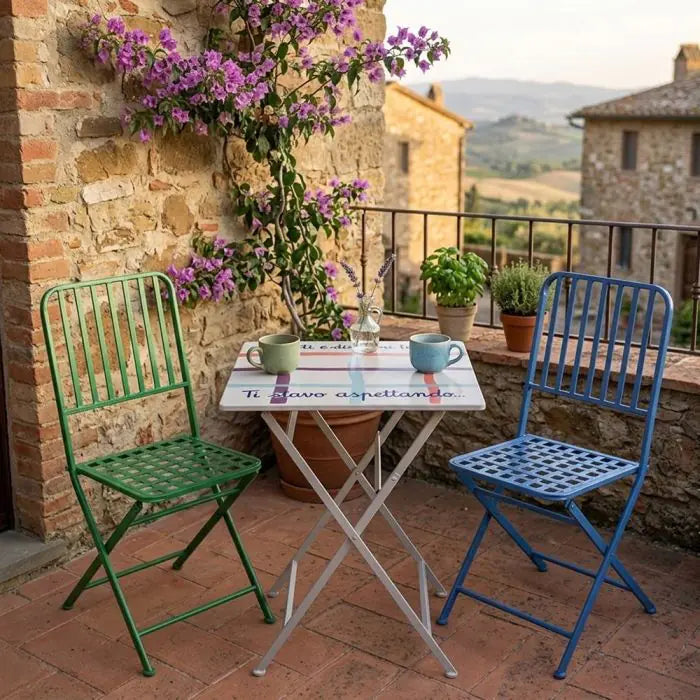 Tavolo e sedie pieghevoli da esterno multicolor