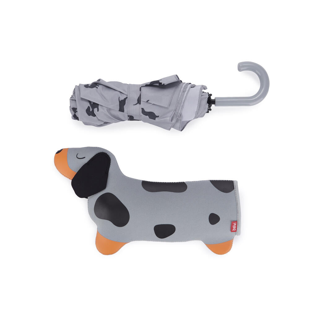 Ombrello Bassotto grigio con custodia